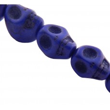 Totenkopf Perle, 10x8mm, dunkelblau